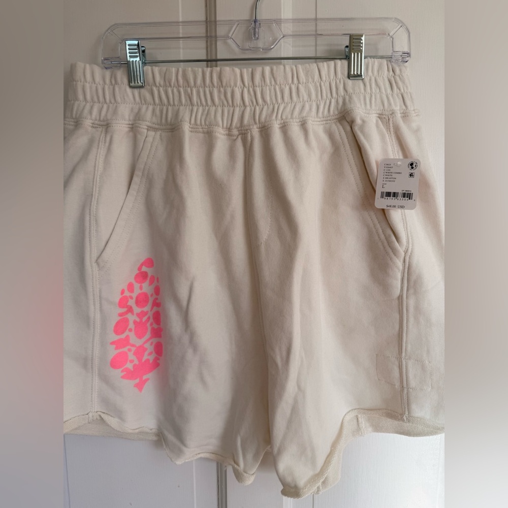 NWT Free People Cream Women's Shorts with Pink Accents